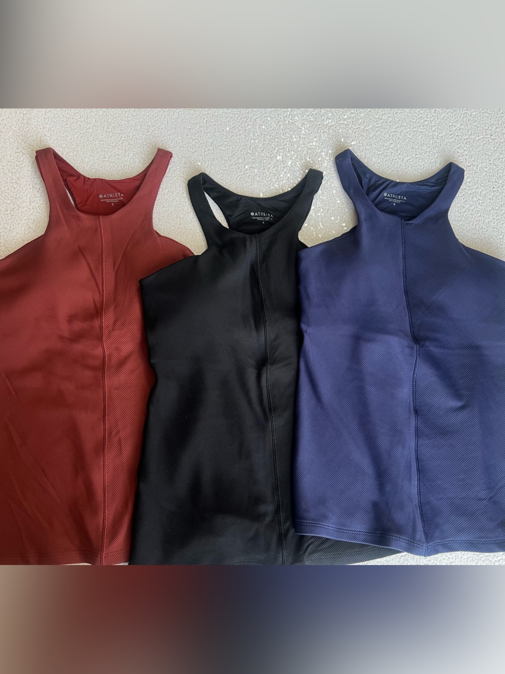 Athleta Tank Tops Trio in Burgundy, Black & Navy